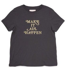 NEW WITH TAGS Ban.do “Make it All Happen” Tee, Black & Gold Glitter, Size M